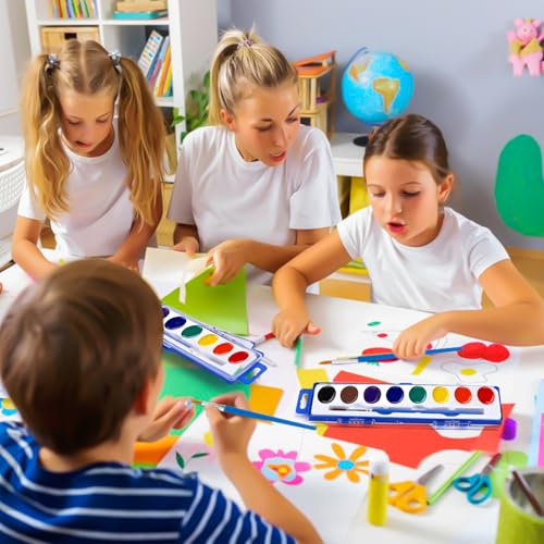 Fumile 8WC-48 Watercolors Paint Set Bulk,48 Pack,8 Washable,Bright Colors With Paintbrush.Watercolors Paint Set Kids For Parties thumb #5