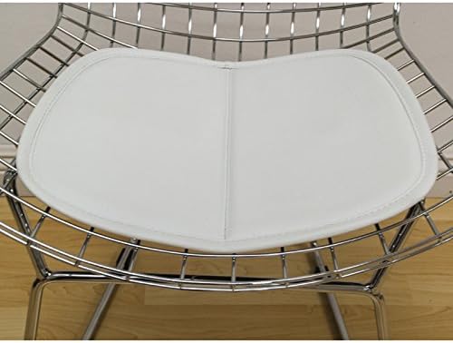 Miniatura 2 de ModMade Silla de malla cromada de metal, color blanco