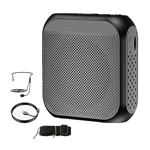 Ronyme Amplificador de Voz, Altavoz de salón con Soporte para megáfono, Tarjeta, Amplificador de Voz Personal, Mini Altavoz Recargable para reuniones de, Negro