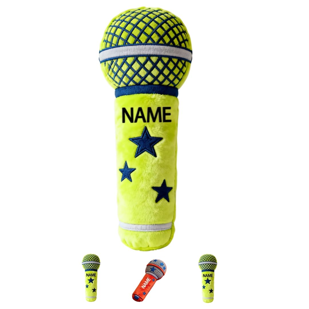 LALILIESS Personalized Microphone Shaped Pillow with Name Fashion Cute Music Theme Body Pillow for Sofa Bed Couch Chair Club Custom Text Microphone Cushions Party Decor Gift for Music Lovers Musician