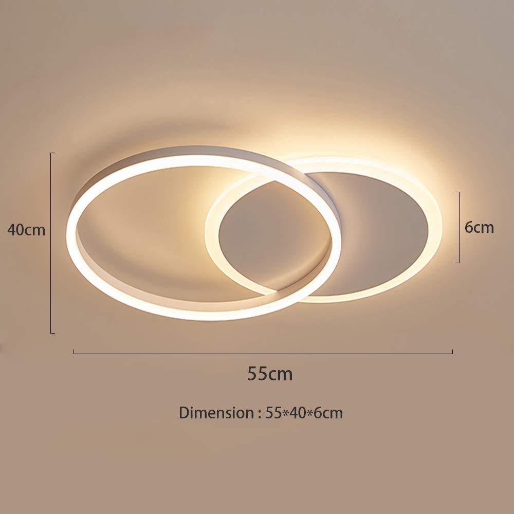LED Deckenleuchte Dimmbar Deckenlampe Ring Metall Schlafzimmerlampe modern Acryl Deckenbeleuchtung Wohnzimmerlampe Kinderzimmer Esszimmer Bad Flur Pendelleuchte,Gold,2 Ringe