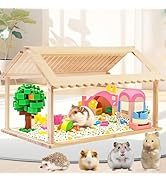 kilogorge 木製 ハムスターケージ＆モルモット、小動物ペット用のパノラマ透明ハリネズミ ケージ、（55*30*32CM）、前面透明パネルが全開で掃除しやすい 、大空間は快適に遊ぶことがで...
