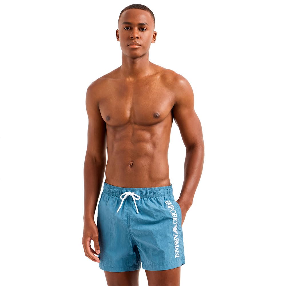 EMPORIO ARMANI Herren Stickerei Logo MID Boxer Blau XXL, Kapitänsblau, XXL