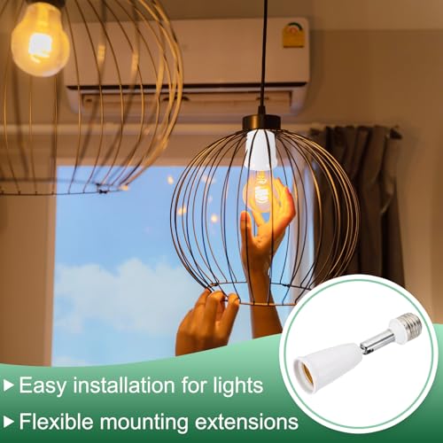 Adaptador extensor de enchufe de luz E26 a E26 de 5.5 pulgadas y 60W máx., pack de 6 piezas 5
