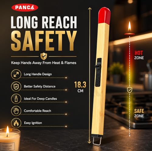 Image of PANCA Match Stick Shaped Gas Lighter for Kitchen | Long Handle Butane Gas Lighter for Stove, Candle & BBQ | Windproof Flame Lighter, Refillable Multipurpose Lighter for Outdoor Use & Home