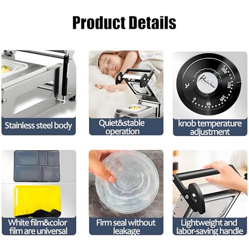 Máquina selladora manual de alimentos para bandejas de sándwich, sellado de restaurante y comida para llevar, 7-8 sellos por minuto