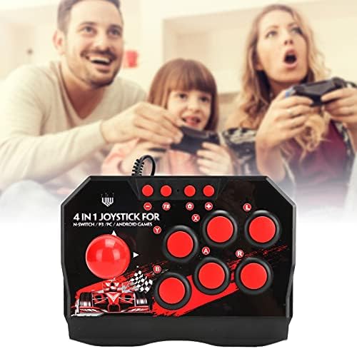 PUSOKEI Arcade Fight Stick PC Game Joysticks, Wired Arcade Game Fighting Joystick Controller, Games Accessories for Switch/PC/PS3 Universal Mini Fighting Joystick