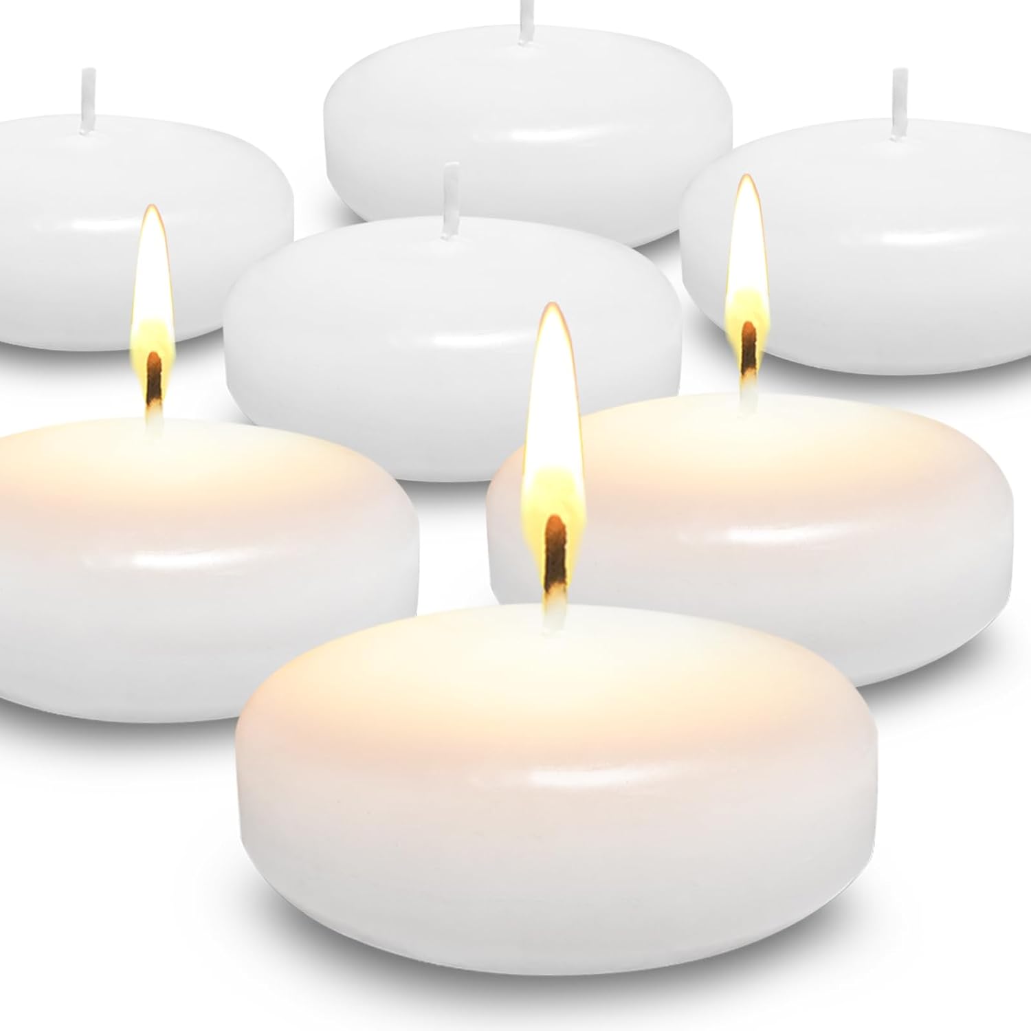 Floating Candles, 3 inch White Dripless Wax,36Pack Floating Candles for Centerpieces