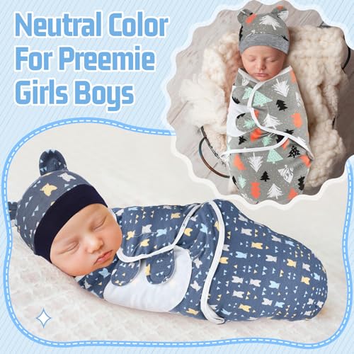 Image of Buryeah 4 Pack Preemie Swaddle Blanket Wrap Set