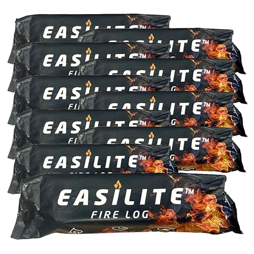 Instant Light Easilite Fire Logs - Pack of 10 Easy Lighting Wood FireLogs. Burns Approx. up to 2 Hours. Perfect for Open Fires Fire Pits Wood Stoves and Chimineas