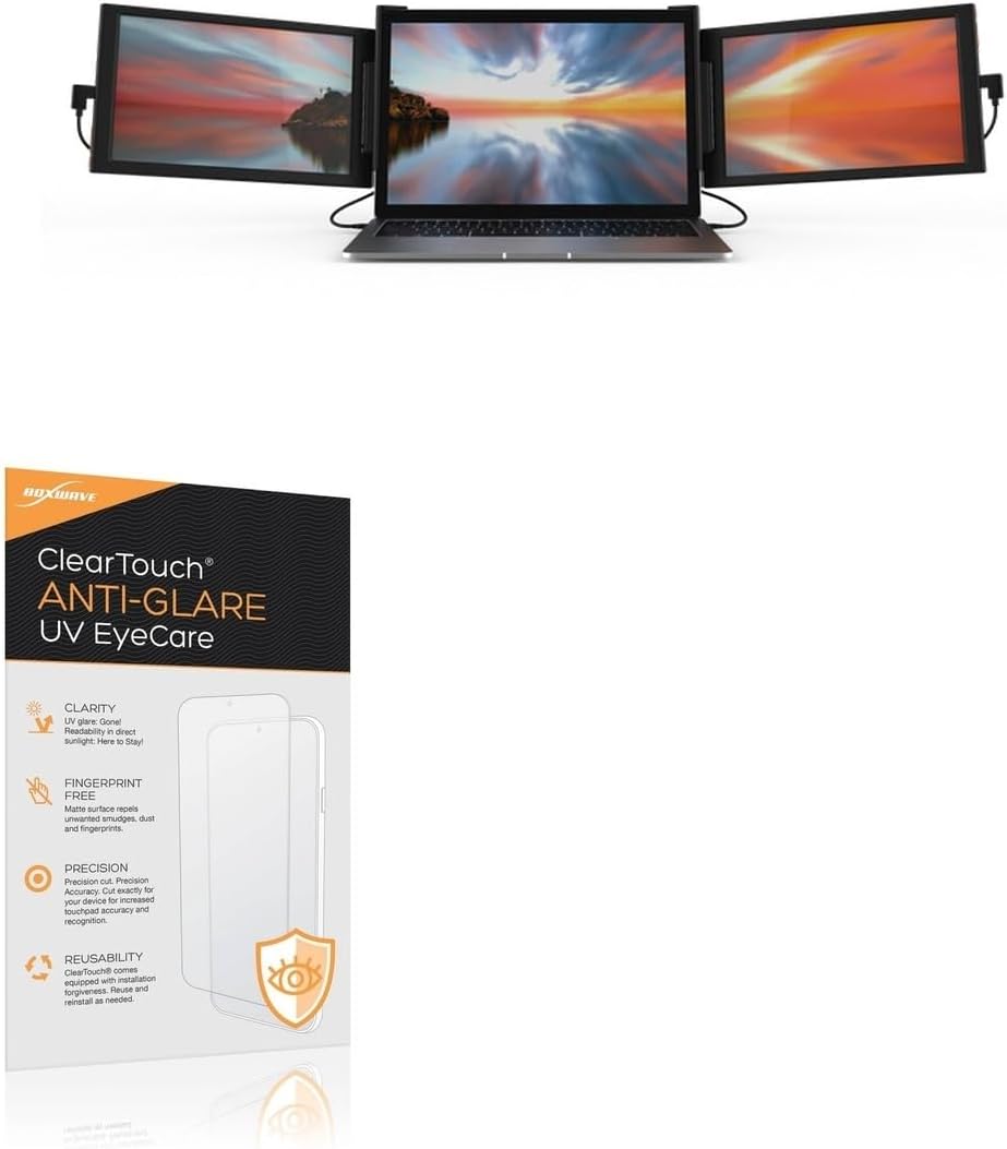 BoxWave Screen Protector Compatible with Xebec Tri-Screen - ClearTouch Anti-Glare Anti-UV EyeCare (2-Pack), Filters Out Harmful Blue Light Reduce Fatigue