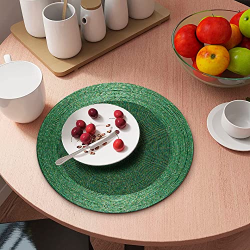 Homebia Designs Handmade Round Farmhouse Beaded Placemat For Dining Table Pack Of 4 - Round Hand Beaded Charger Placemat - A Beautiful Complement To Your Dinner Table Décor - Forest Green - 13 Inch #TOP2
