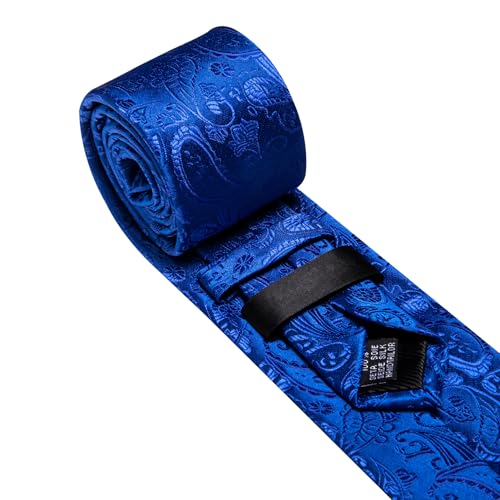 Image of YOHOWA Mens Ties Set Wedding Paisley Neckties with Handkerchief Cufflinks Formal Business