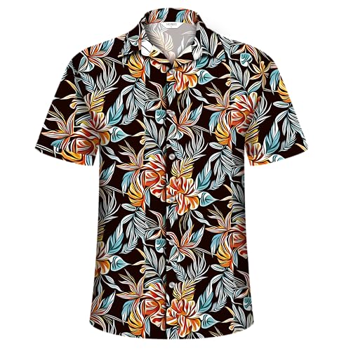 Image of Hawaiian Shirt for Men Tropical Shirts Summer Beach Button Down Short Sleeve Luau Aloha Floral Cruise Vacation Outfit 2026