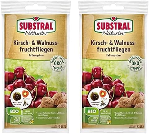 Substral Naturen Kirschfruchtfliegen-Falle,insektizidfrei, Leimfalle inkl. Lockstoff, 3 Fallen (Packung mit 2)