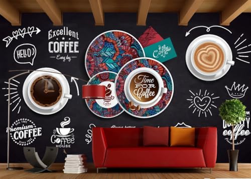 Papier Peint Tableau Noir Café au design peint à la main pour restaurant