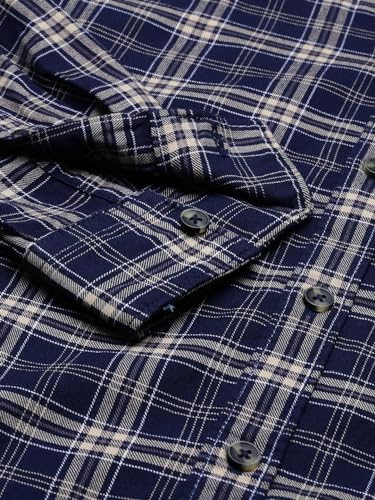 Image of The Indian Garage Co Men Slim Fit Checkered Full Sleeves Hooded Casual Shirt