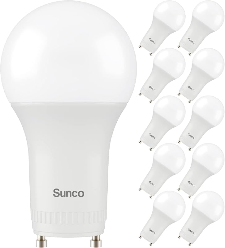 Sunco 10 Pack GU24 LED Light Bulbs, 2 Prong, 9W=60W, 3000K, Dimmable | 800LM, Warm White, CRI91, Twist Lock Pin Base, for Lamps, Sconces, Ceiling Fixtures, Instant On, Lamp Bulb