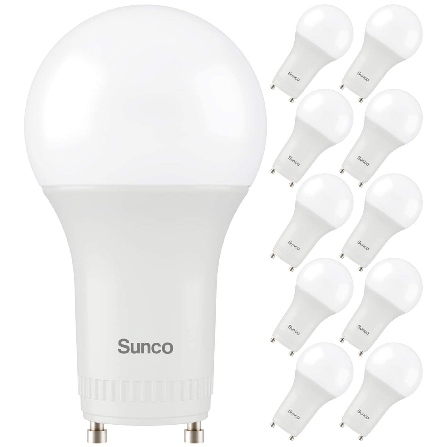 Sunco 10 Pack GU24 LED Bulb A19 2 Prong Light Bulbs 800 LM 9W 60W Equivalent 2700K Soft