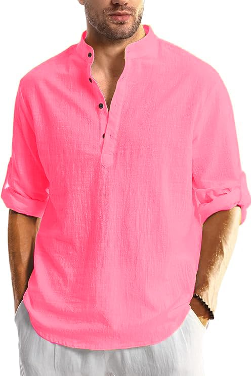 Image of Men's Full Sleeve Beige Color Cotton Blend Mandarin Slim Fit Shirt Style Kurta for Men and Boys