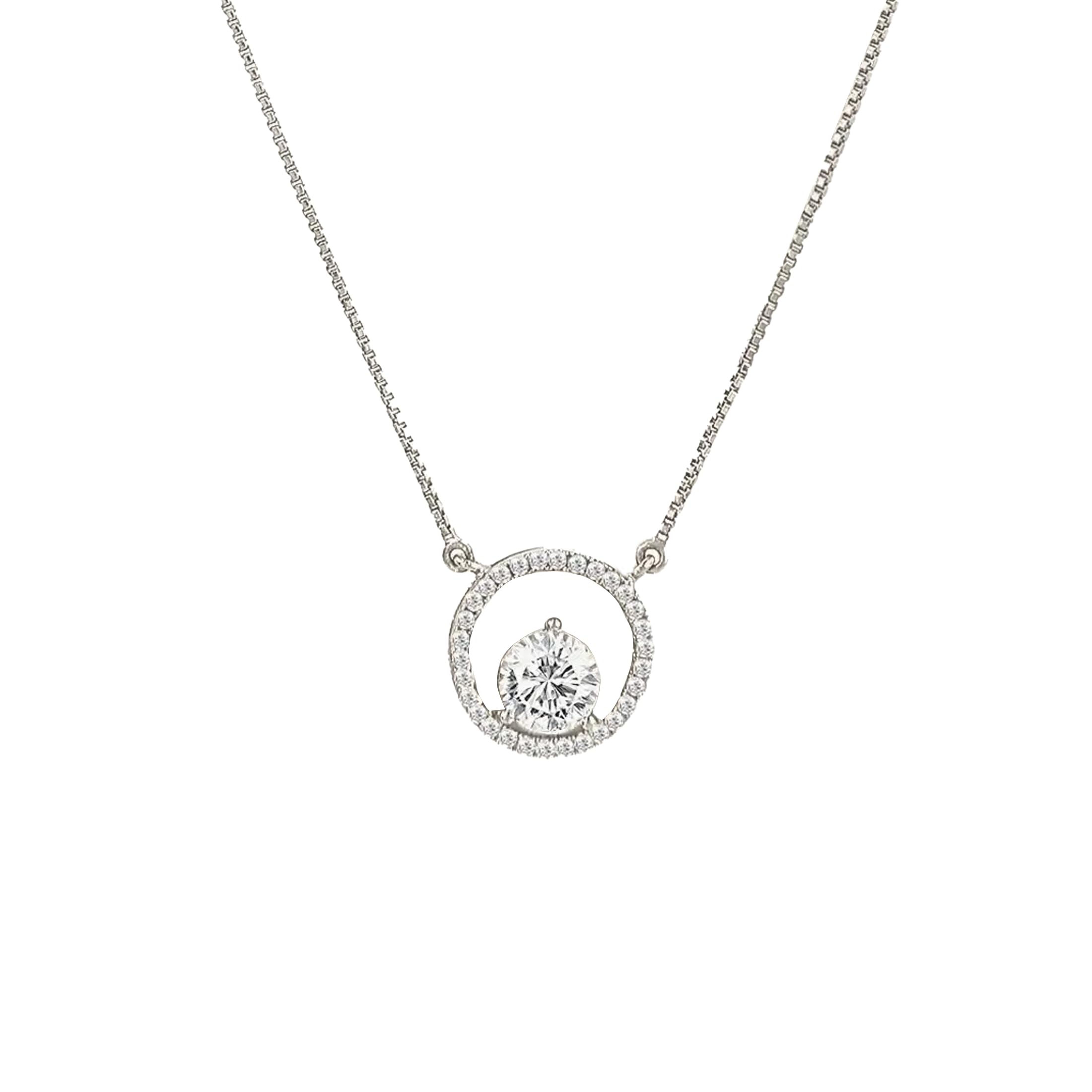 MABEL925 Sterling Silver Studded Solitaire Eye Necklace, Valentines Gift for Girlfriend and Women, With Certificate of Authenticity, 6 Month Warranty, Lifetime Plating Service