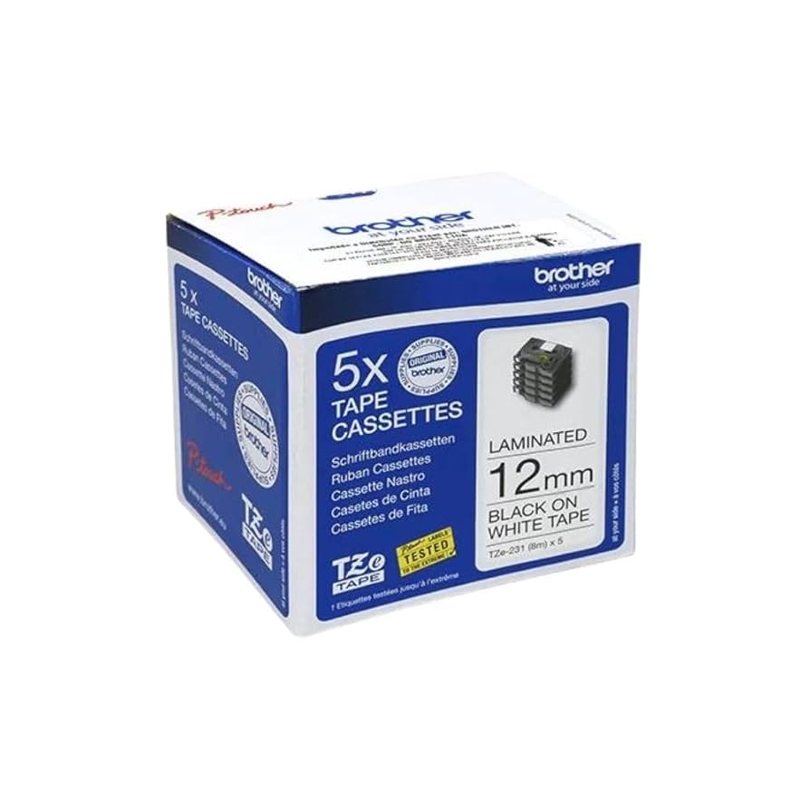 Amazon.com: Brother TZe-231 Labelling Tape Cassettes, Black