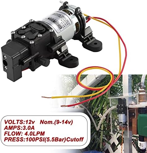 HSEAMALL Water Pump,DC 12V Diaphragm Water Pump High Pressure Self Priming Electric Sprayer Pump with Pressure Switch 100PSI 4L/Min for RV Caravan Boat Cleaning Washing and Garden Watering