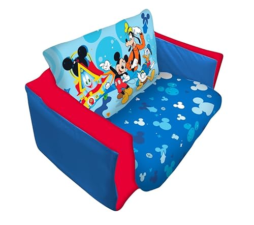 image for Mickey Mouse Kids Sofa Bed, Children 2-in-1 Flip Open Inflatable Comfy