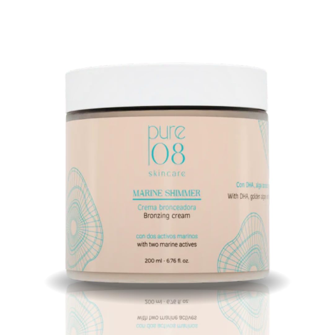 08PURE Skincare Marine Shimmer, Crema Bronceadora Sublime con DHA, Activos Marinos, Absorción Rápida, Tono Uniforme, 200ml