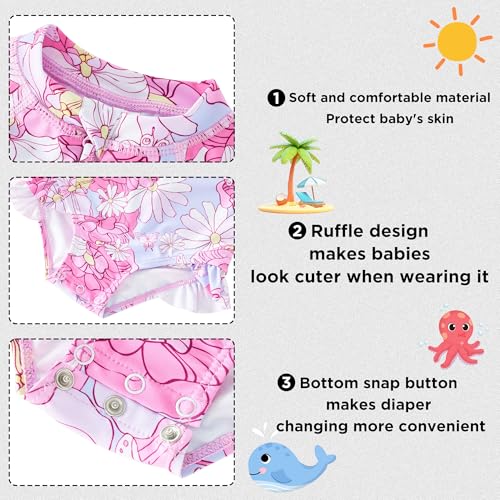 UMELOK Baby Girls' One Piece Swimsuit Rash Guard Swimwear Long Sleeve with UPF 50+ Sun Protection4