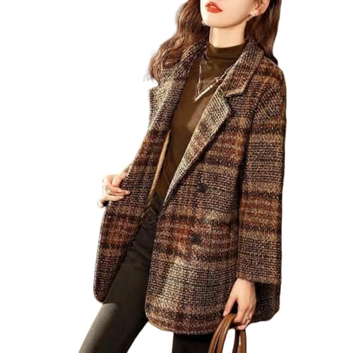 Veste en tweed femme chaude en cachemire pour l'hiver