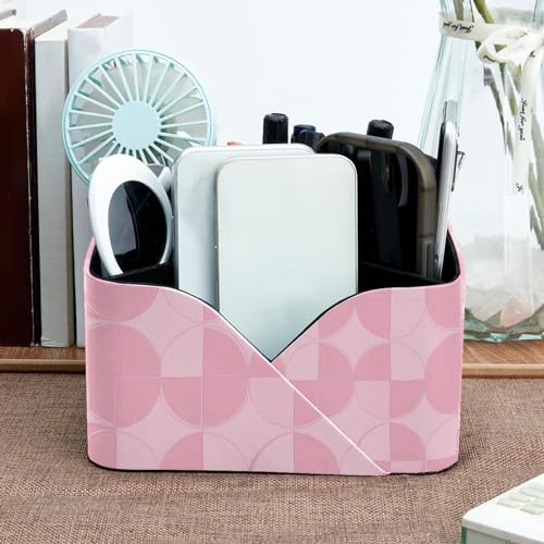 Porte-stylo rectangulaire rose à motif géométrique pour bureau