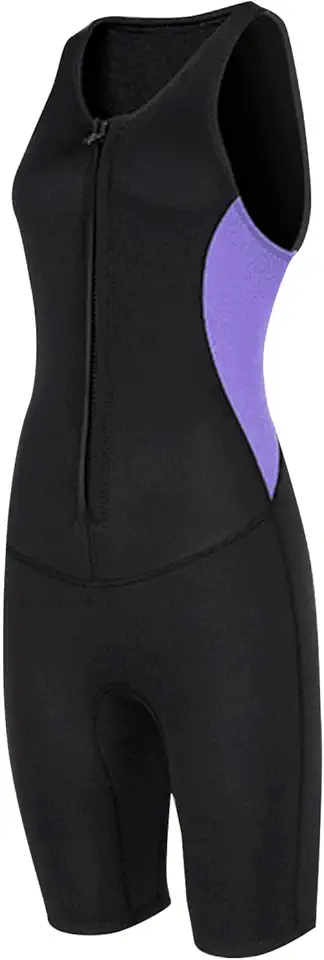 Roupa de Mergulho Feminina, maiô Sem Mangas de Neoprene 2MM Com Zíper Frontal para Mergulho, Snorkeling, Surfe, Natação e Esportes aquáticos. (L)