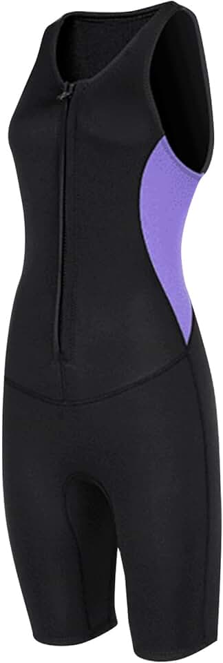 Roupa de Mergulho Feminina, maiô Sem Mangas de Neoprene 2MM Com Zíper Frontal para Mergulho, Snorkeling, Surfe, Natação e Esportes aquáticos.