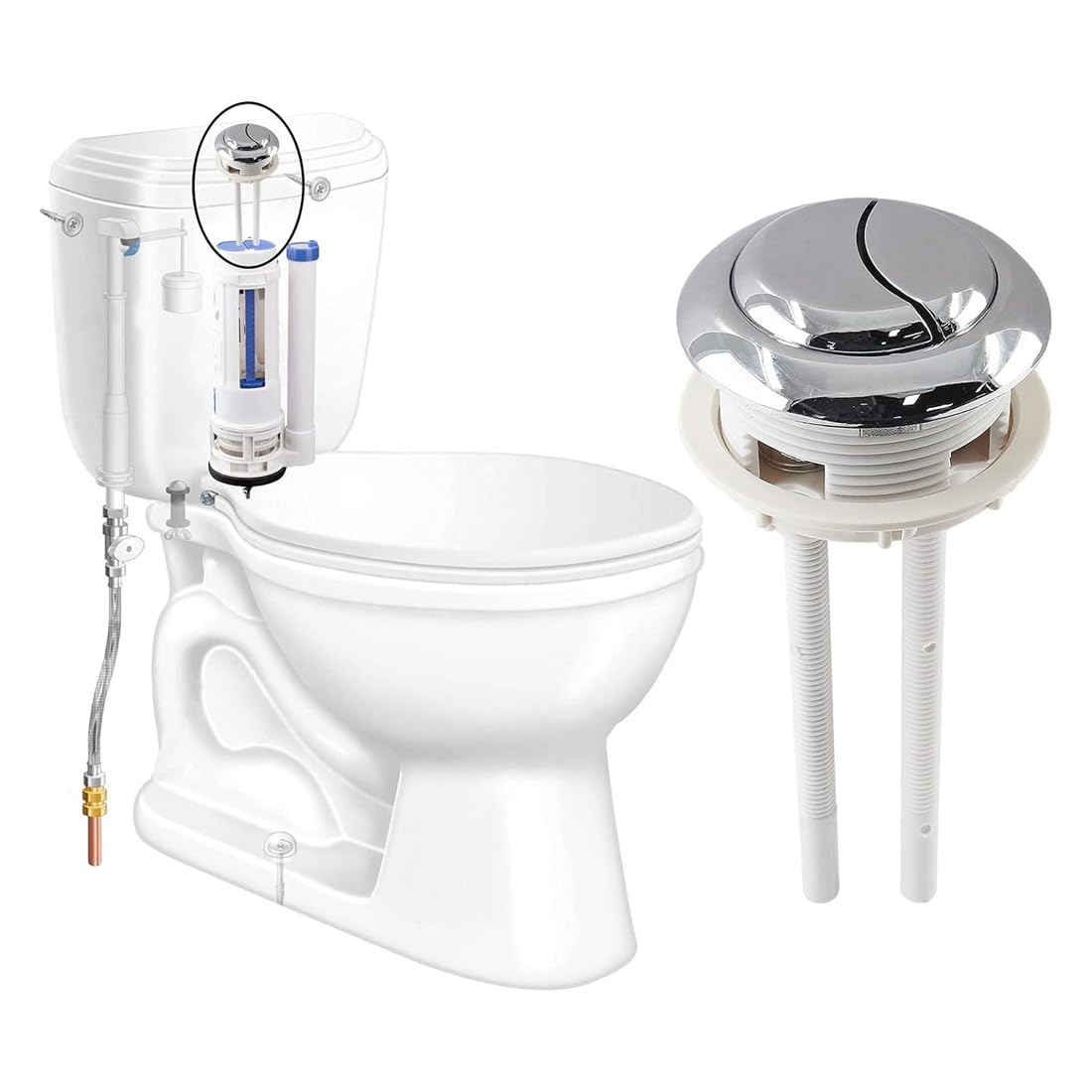 Imaashi ABS Plastic Dual Push Toilet Flush Button Toilet Water Tank Flushing Replaceable Round Button Water-Saving, Easy Installation- Pack Of 1 (58 Mm)