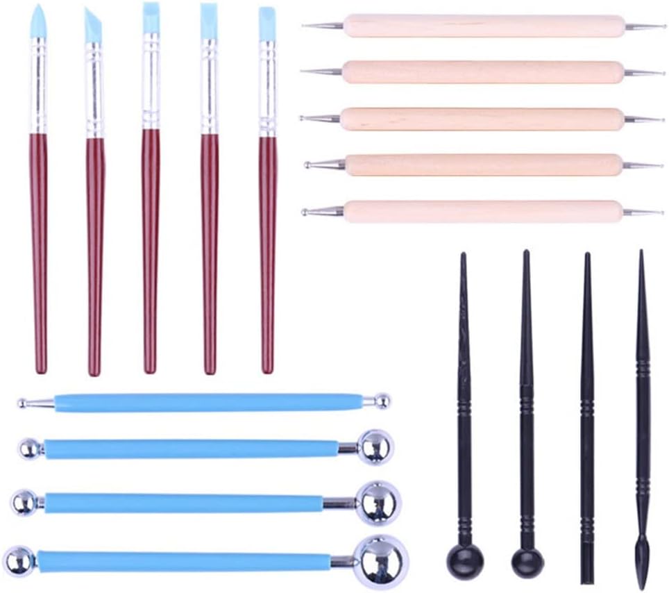 Clay Modeling Tool Set Pottery Carving Rock Painting Kit Ball Sculpting Dotting Tool for Ceramic Polymer Embossing