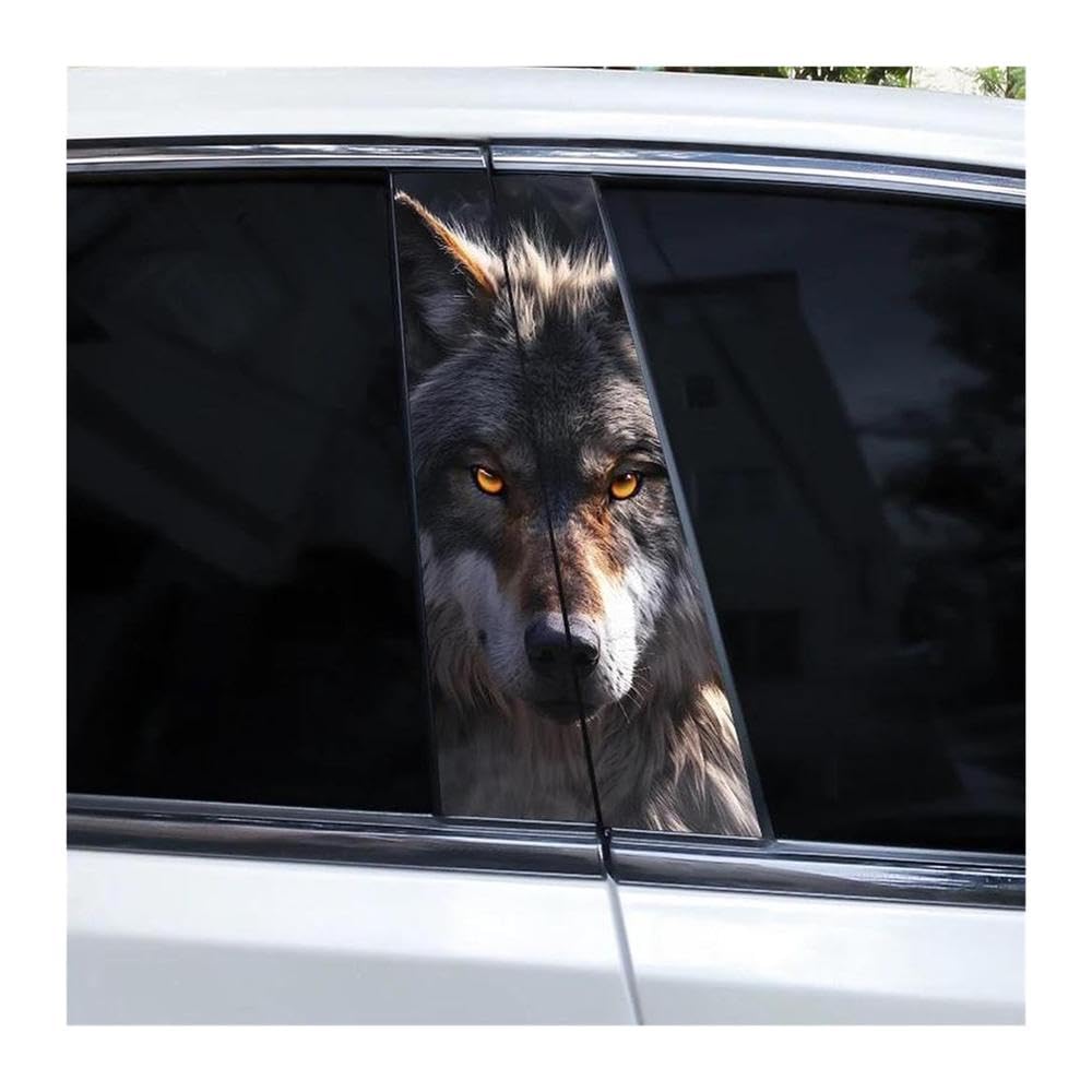 Body Parts 2pcs Wolf Eyes Animal Car B-Pillar Waterproof Sticker Covering Scratched(B)