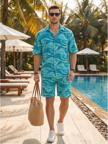 Image of BROWN CULTURE Men's Cotton Floral Print Co-ord Sets with Shirt & Shorts Collar Neck Standard Length and Button Down Closure Type | Night Suit for Men