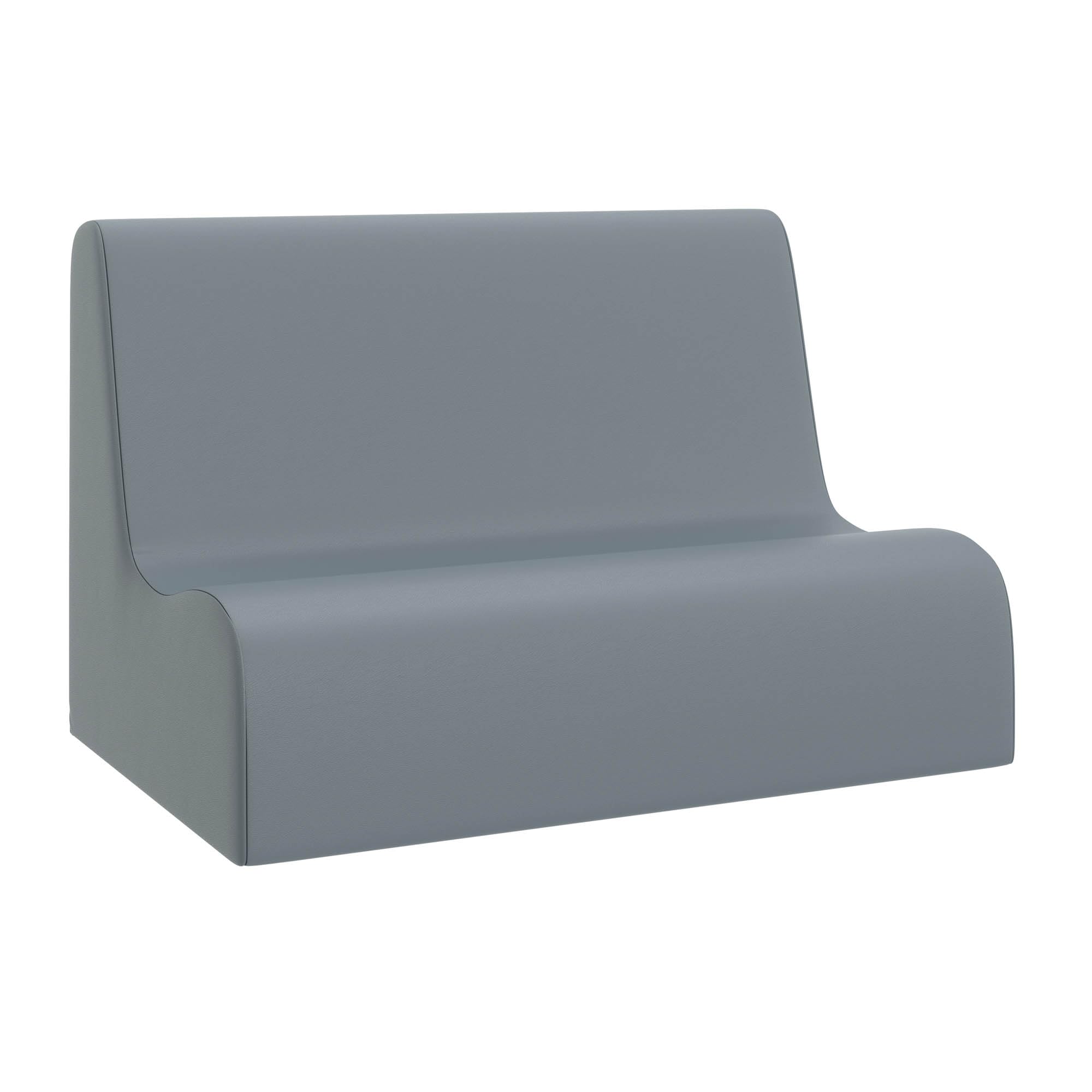Children's Factory Small Contour Sofa, Mix-and-Match Kids Chairs, Sofas, Corner Ottomans and Cubes, Foam-Filled and Water-Resistant, Flexible Seating for Classroom Elementary, Fog Blue Kids Couch