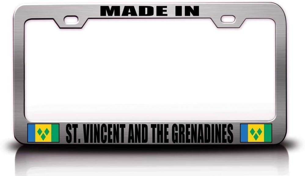 Made in ST Vincent and The Grenadines Flag Metal Car SUV Truck License Plate Frame Ch w79