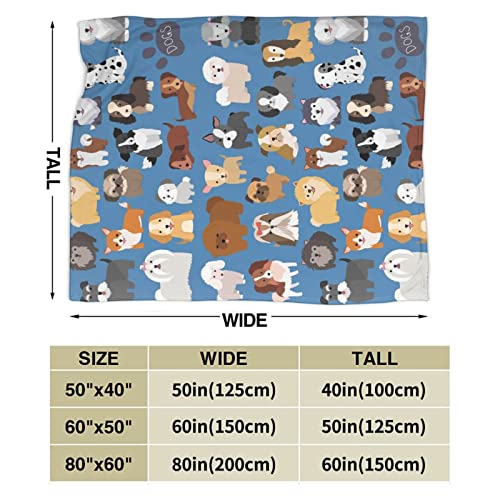 Perinsto Cute Dogs Animal Pattern Throw Blanket Ultra Soft Warm All Season Decorative Pet Dog Fleece Blankets For Bed Chair Car Sofa Couch Bedroom 50"X40" #TOP2