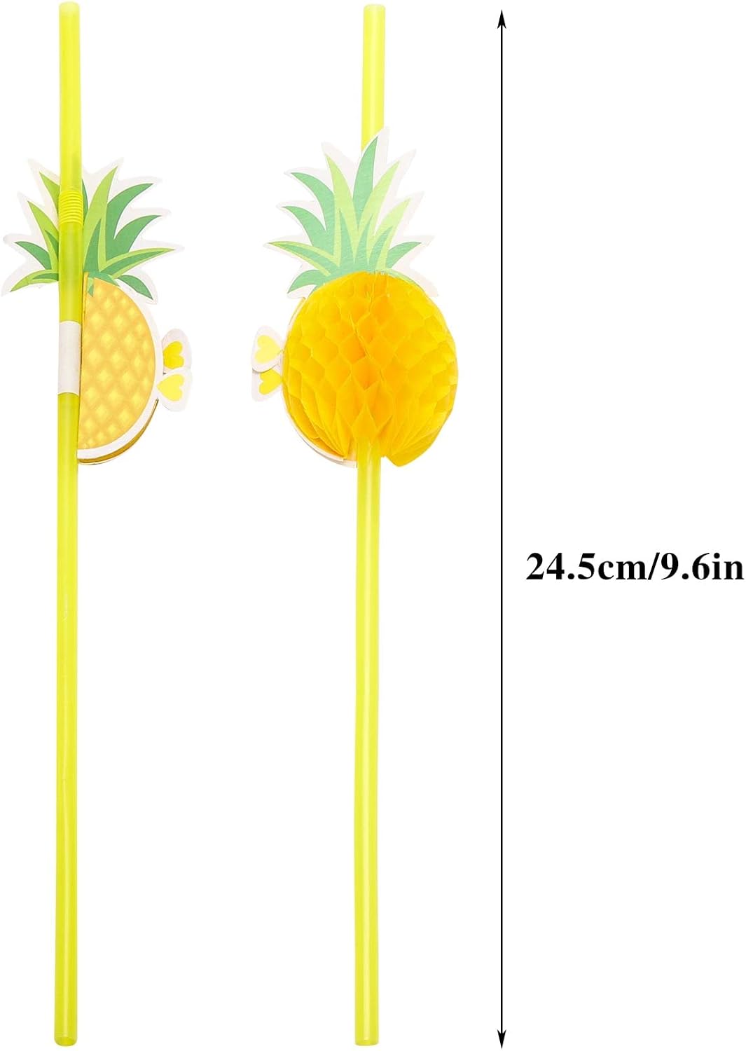 100PCS Flamingo Fruit Straws,Disposable Plastic Drinking Straws,Tropical Hawaiian Beach Summer Pool Party Cocktail Decorations - Assorted Colors（80 Paper Straws and 20 Plastic Straws ）