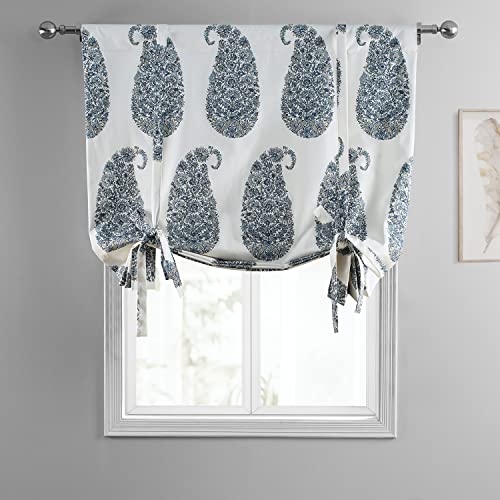 Image of HPD Half Price Drapes Room Darkening Tie Up Curtains 46 X 63 Inch Paisley Printed Cotton Window Roll Up Balloon Curtain for Living Room, Kitchen PRTW-TUD42A-63 (1 Panel), Paisley Park Blue
