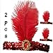GYBZZR 1920s Flapper Sequins Feathers Headpiece 2Pcs Feather Headband Carnival Party Accessories Fashion Headwear For Women (Red)