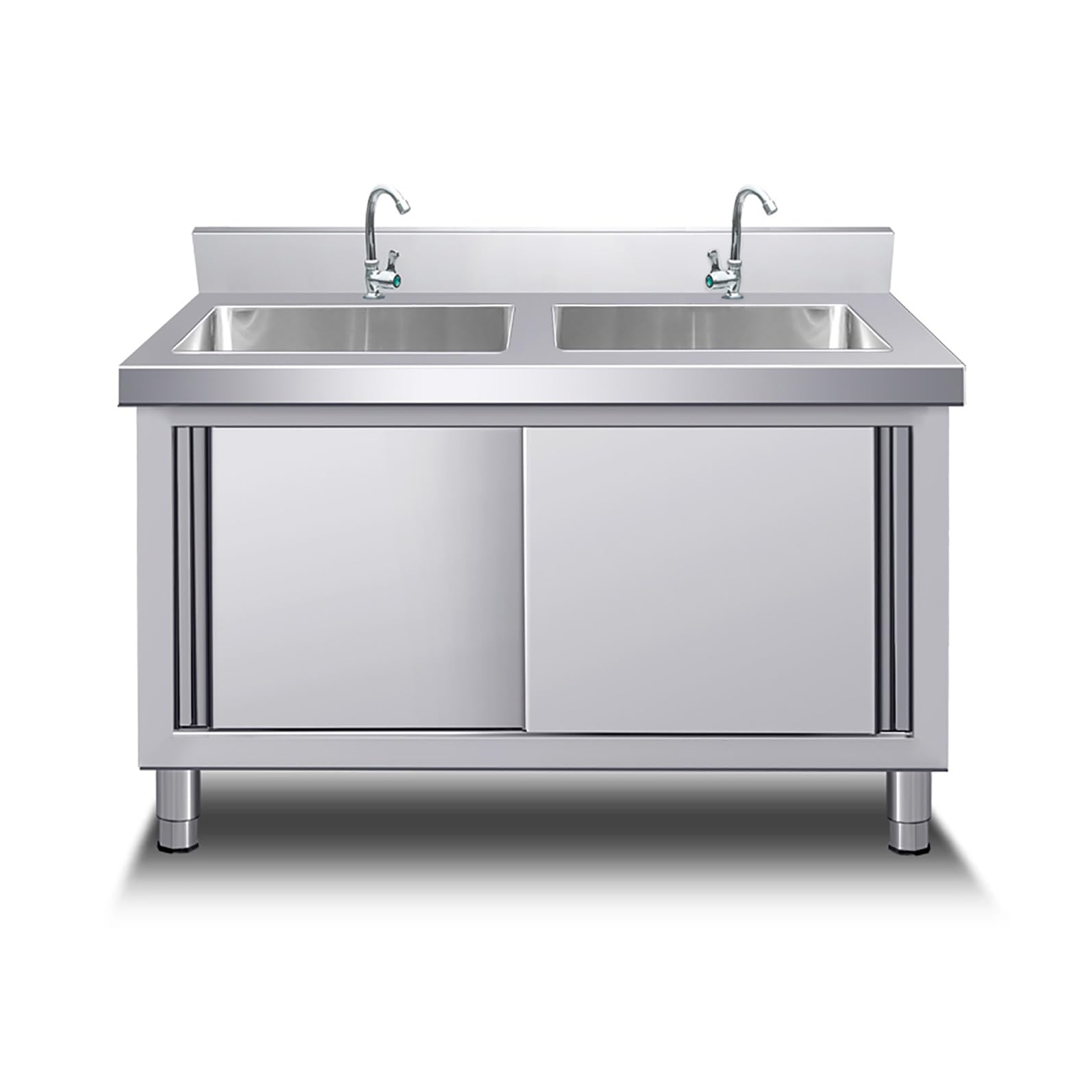 HCZKIUJY Outdoor Freestanding Utility Sink with Cabinet, Laundry Stainless Steel Commercial Catering Sink, for Outdoor Garage Commercial Restaurant Kitchen Laundry Room, Can Bathe(100 * 50 * 80cm)