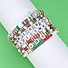 Budsmile Christmas Beaded Bracelets for Women Elk Snowman Bell Snowflake Stanta Xmas Tree Heishi Bracelets for Women Friendship Joy Merry Christmas Letter Jewelry