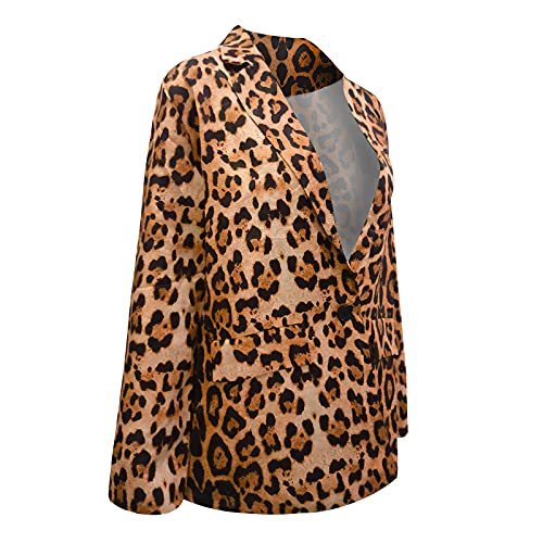 Leopard Blazer Jacket For Women Plus Size Graphic Print Button Open Front Long Sleeve Jacket Business Work Office Suit Blazer #TOP4