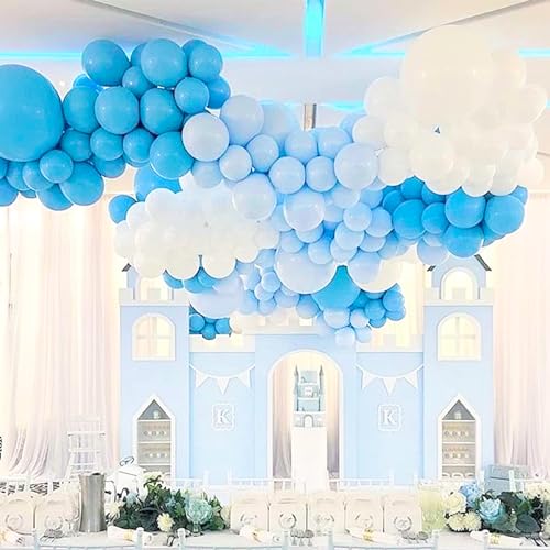 Image of PartyWoo Light Blue Balloons 4pcs 36 Inch Baby Pastel Blue Latex Helium Balloons for Baby Shower Wedding Gender Reveal Graduation Mermaid Birthday Pool Anniversary Beach Party Decorations Blue-Y20