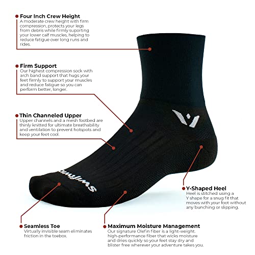 Swiftwick Aspire Four Trail Running & Cycling Socks, Compression Fit (Black, Medium) #TOP2