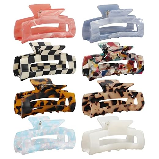 8 Pack Hair Claw Clips, Medium Size Acrylic Hair Banana Barrettes, Non-slip Strong Hold French Butterfly Jaw Clips,Tortoise Shell Grip Pin Teeth Clamp -Leopard print Stylish Hair Accessories for Women Girls.